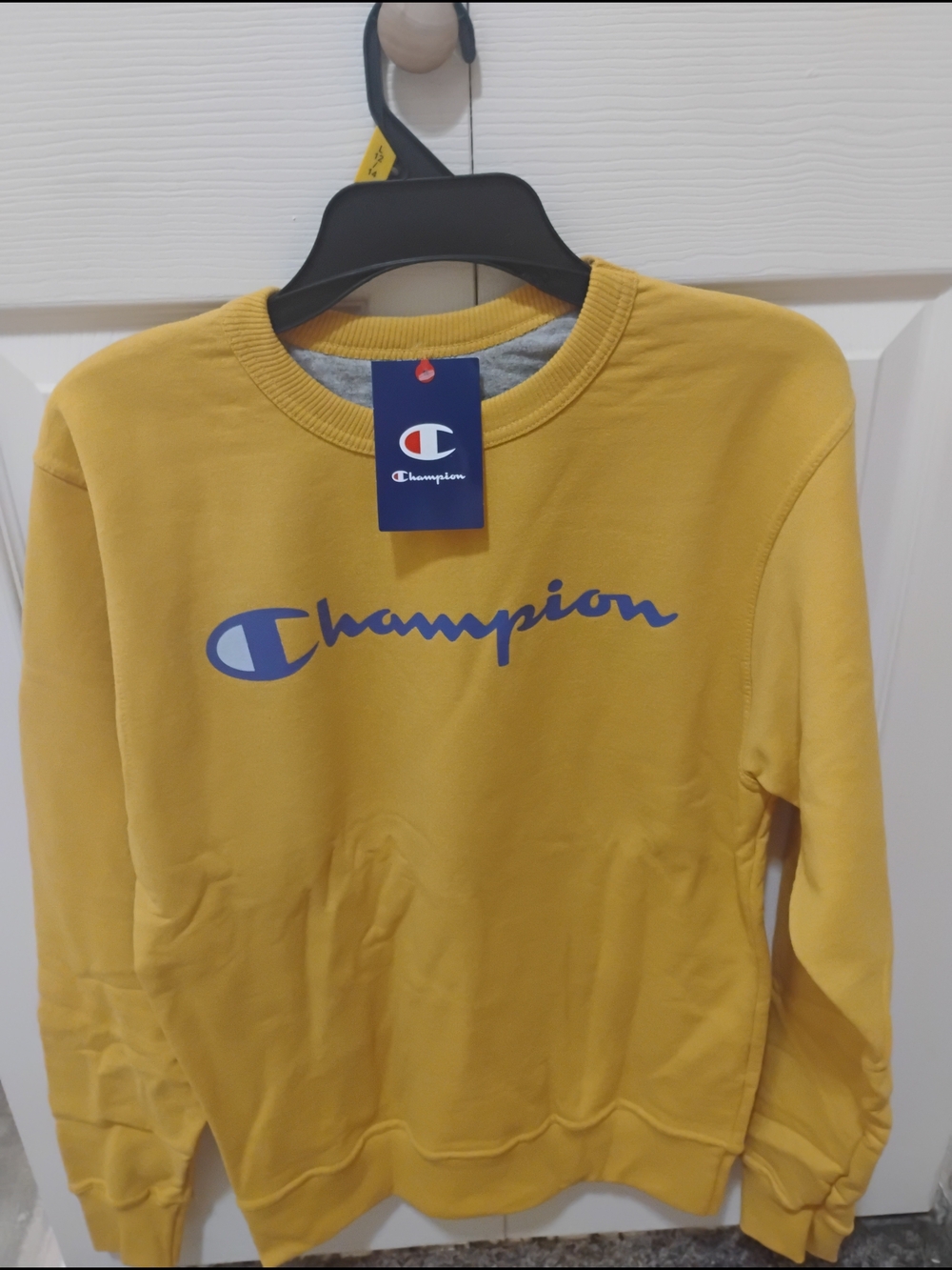 Champion Mustard Yellow Pullover with Blue Logo